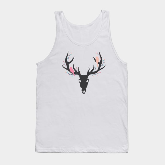 Whimsy Stag Skull Tank Top by NixieNoo